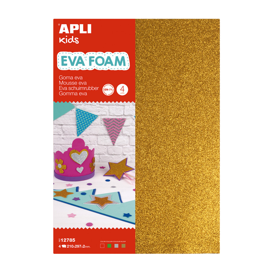 EVA Schaum Glitzer A4 silber, gold, rot und grün