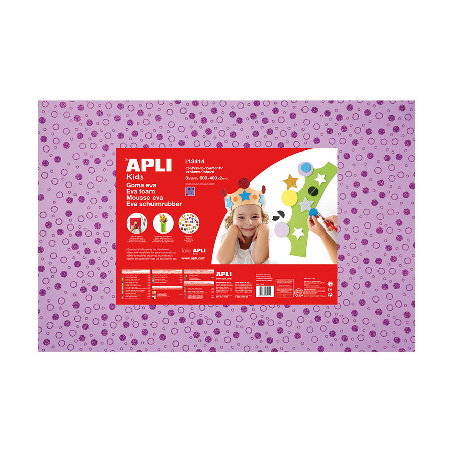 EVA Schaum 60 x 40 cm lila mit Glitzerblumen