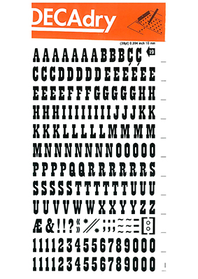 Reiben Von Buchstaben und Zahlen 10mm