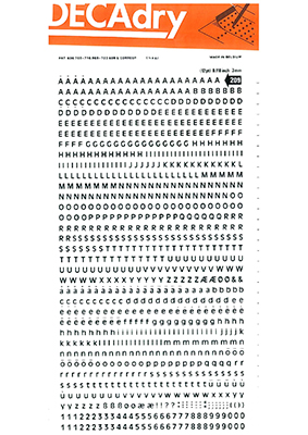 Reiben von Buchstaben und Zahlen 3mm