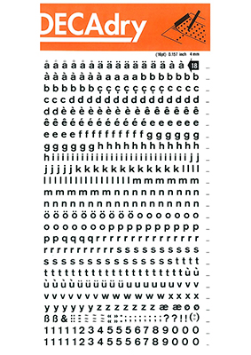 Reiben von Buchstaben und Zahlen 4mm