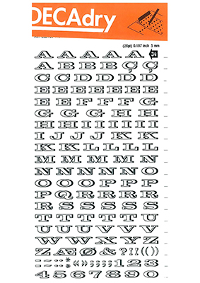 Reiben von Buchstaben und Zahlen 5mm