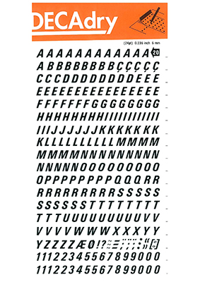 Reiben von Buchstaben und Zahlen 6mm