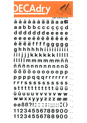 Reiben von Buchstaben und Zahlen 6mm