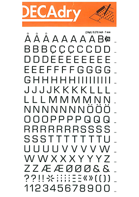 Reiben Von Buchstaben und Zahlen 7mm