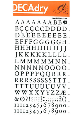 Reiben Von Buchstaben und Zahlen 7mm